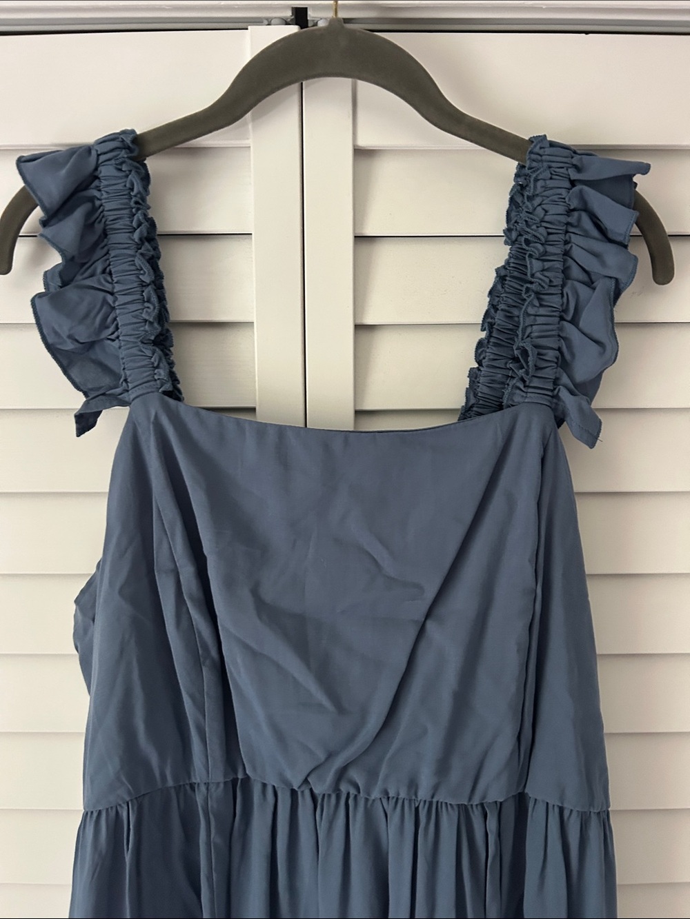 Blue Ruffle Strap Maxi Dress - Picture 2 of 7